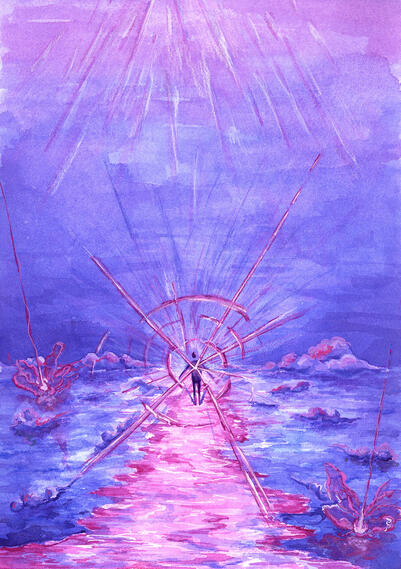 Unravelling Heartache 06/20 Watercolors, gouache & colored pencils