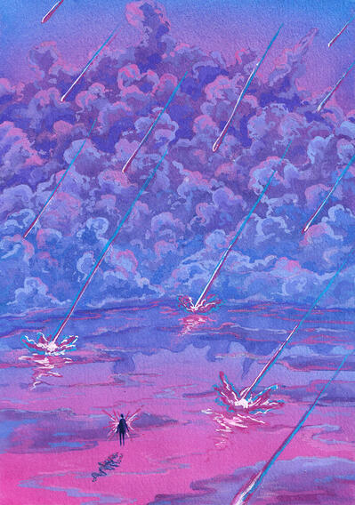 Breaking point Heartache 02/20 Watercolors, gouache & colored pencils